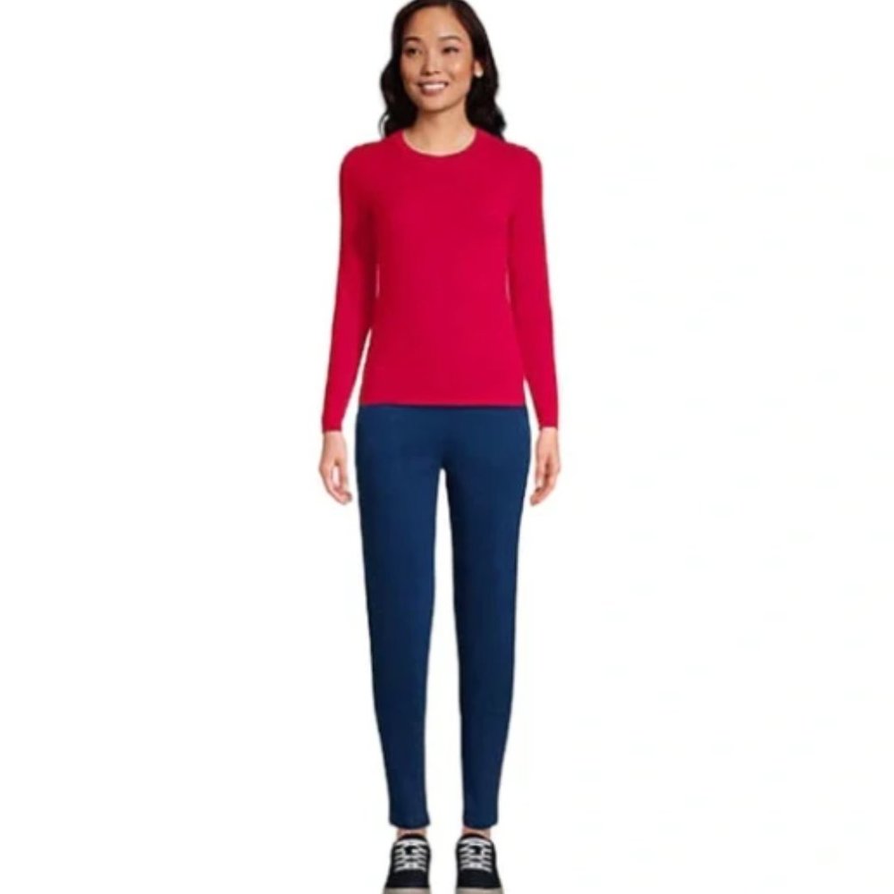 Lands' End 100% Cashmere Soft Crew Neck Sweater Red Size Small